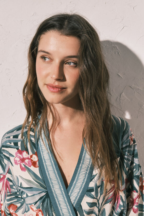 Women'secret Green print kimono green