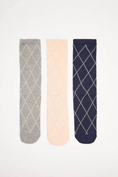 Womensecret 3er-Pack Socken Baumwolle Rauten mit Print