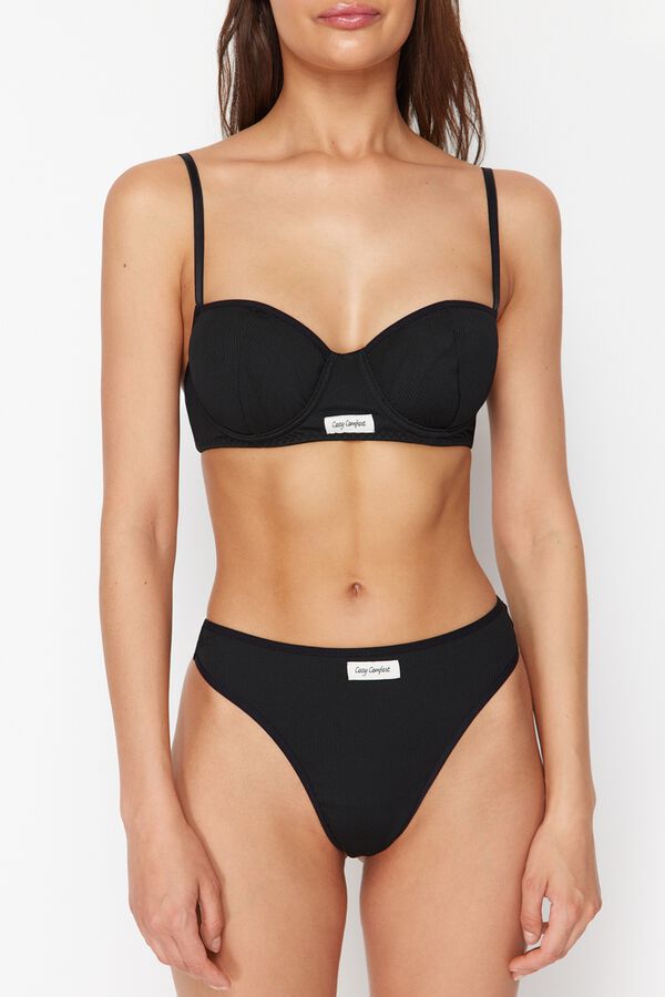 Trendyol Ribbed underwear set black