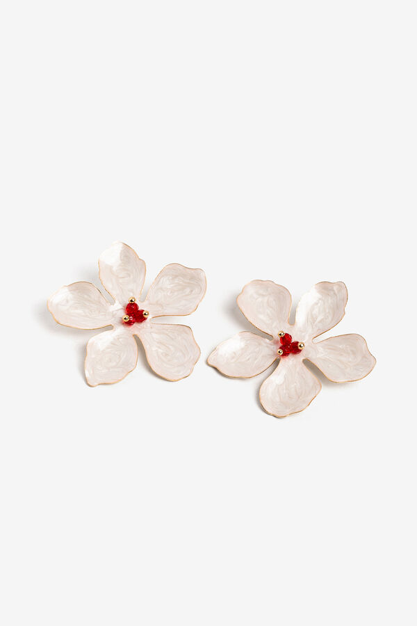 Vilanova Enameled Flower Earrings beige