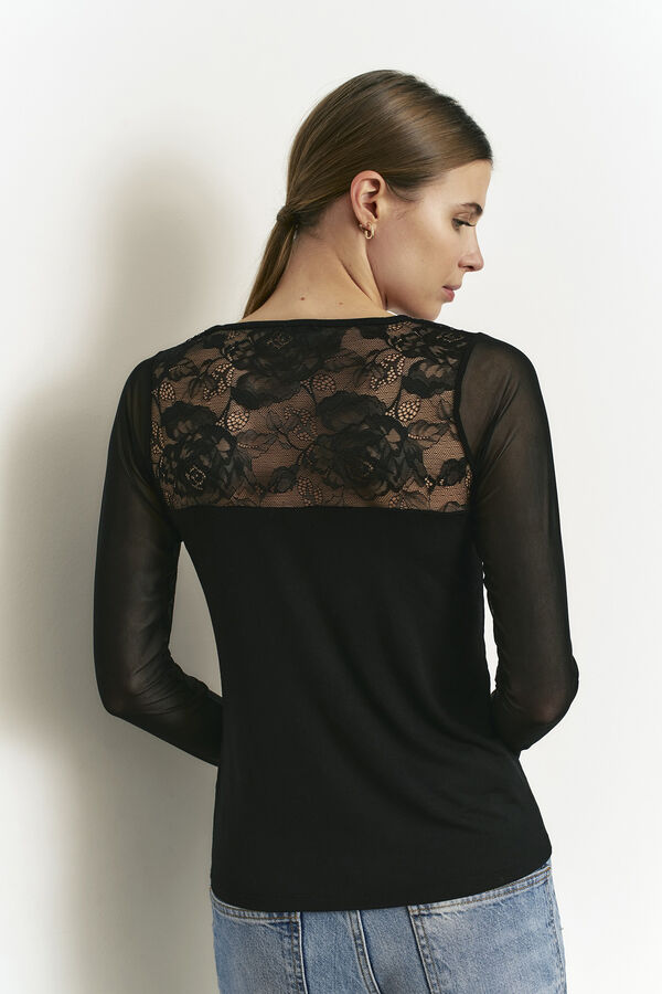 Promise Modal-lace long sleeve T-shirt black