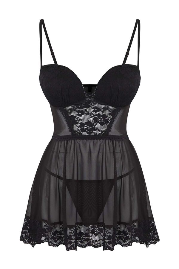 Trendyol Feminine Lace Detailed Nightgown black