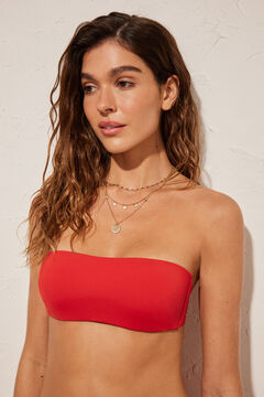 Womensecret Top bikini bandeau rojo frunce rojo