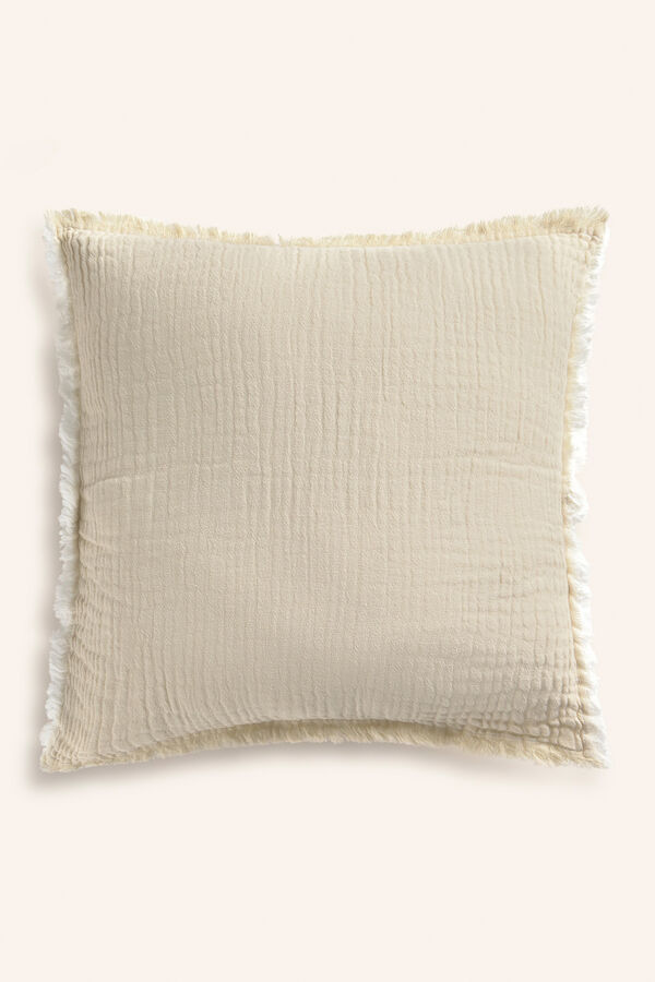 Calma House Funda de coj&iacute;n cuadrada de muselina de algod&oacute;n cruda Layer amarillo