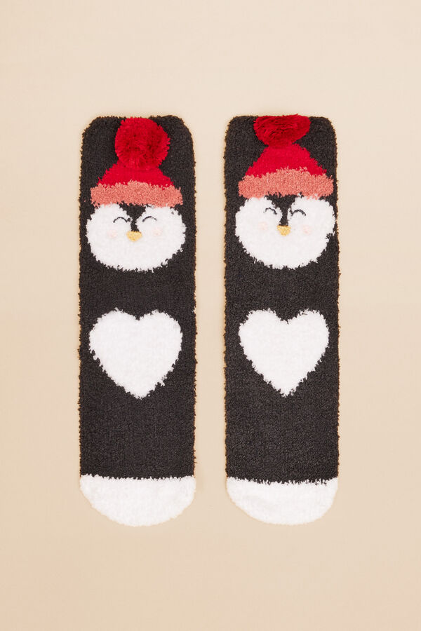 Womensecret Fluffy penguin socks grey