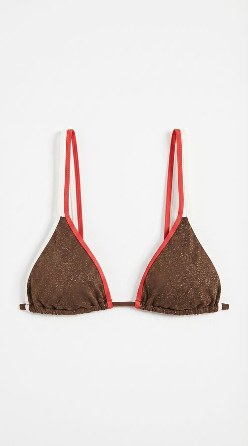Women'secret Brown lurex triangle bikini top nude