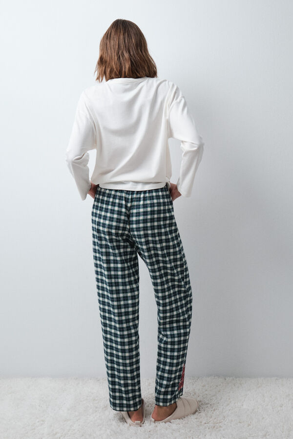 Women'secret Green plaid pyjamas trousers with detail green