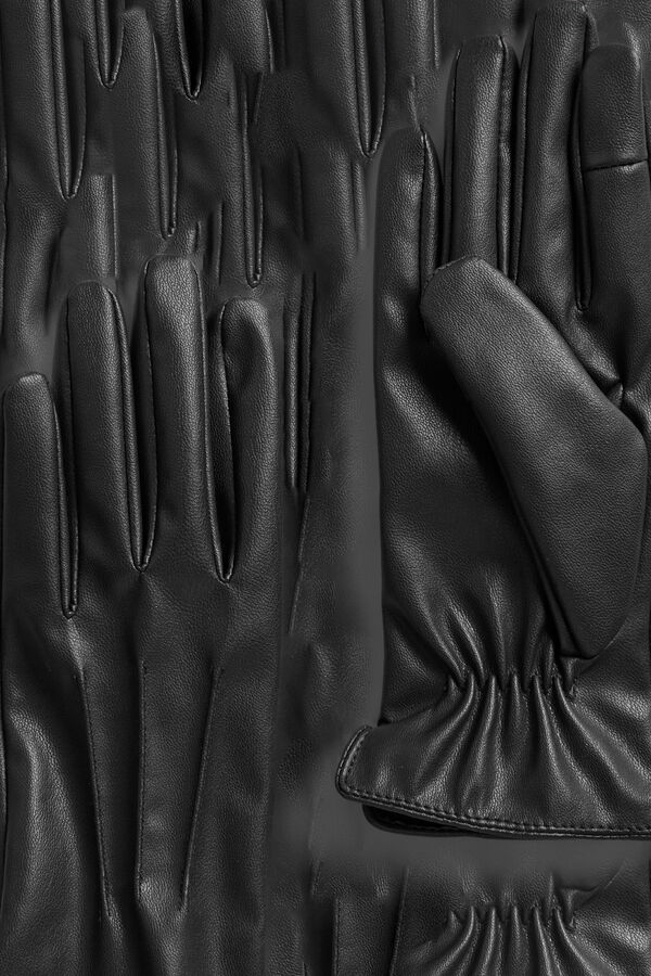 Pieces Faux leather gloves black