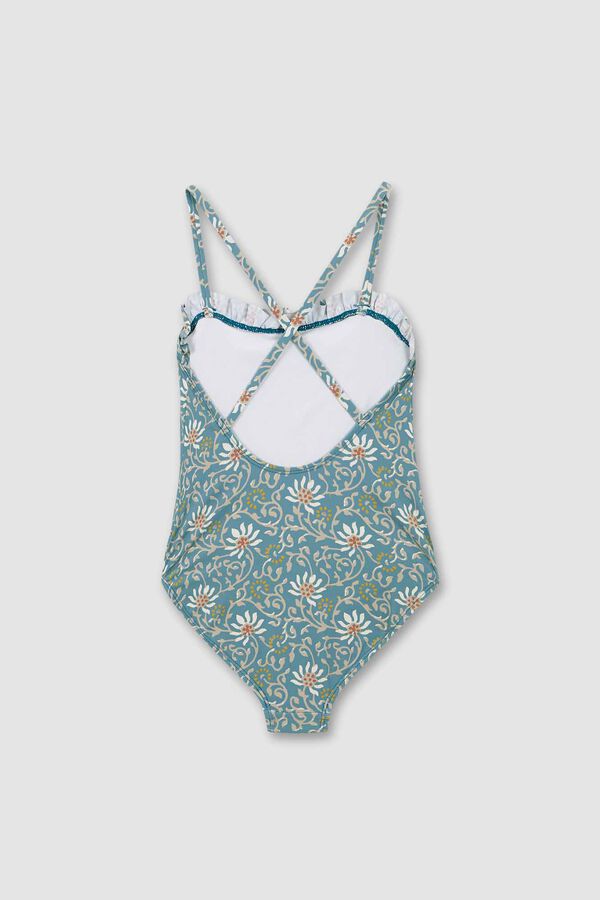 Womensecret Light blue floral print swimsuit plava