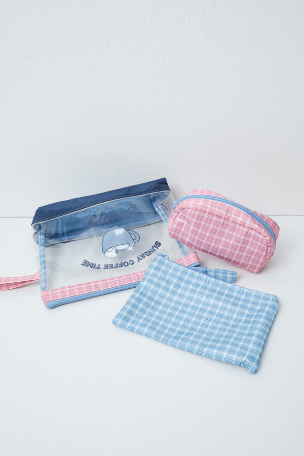 Women'secret Pack 3 Snoopy plaid vanity cases printed