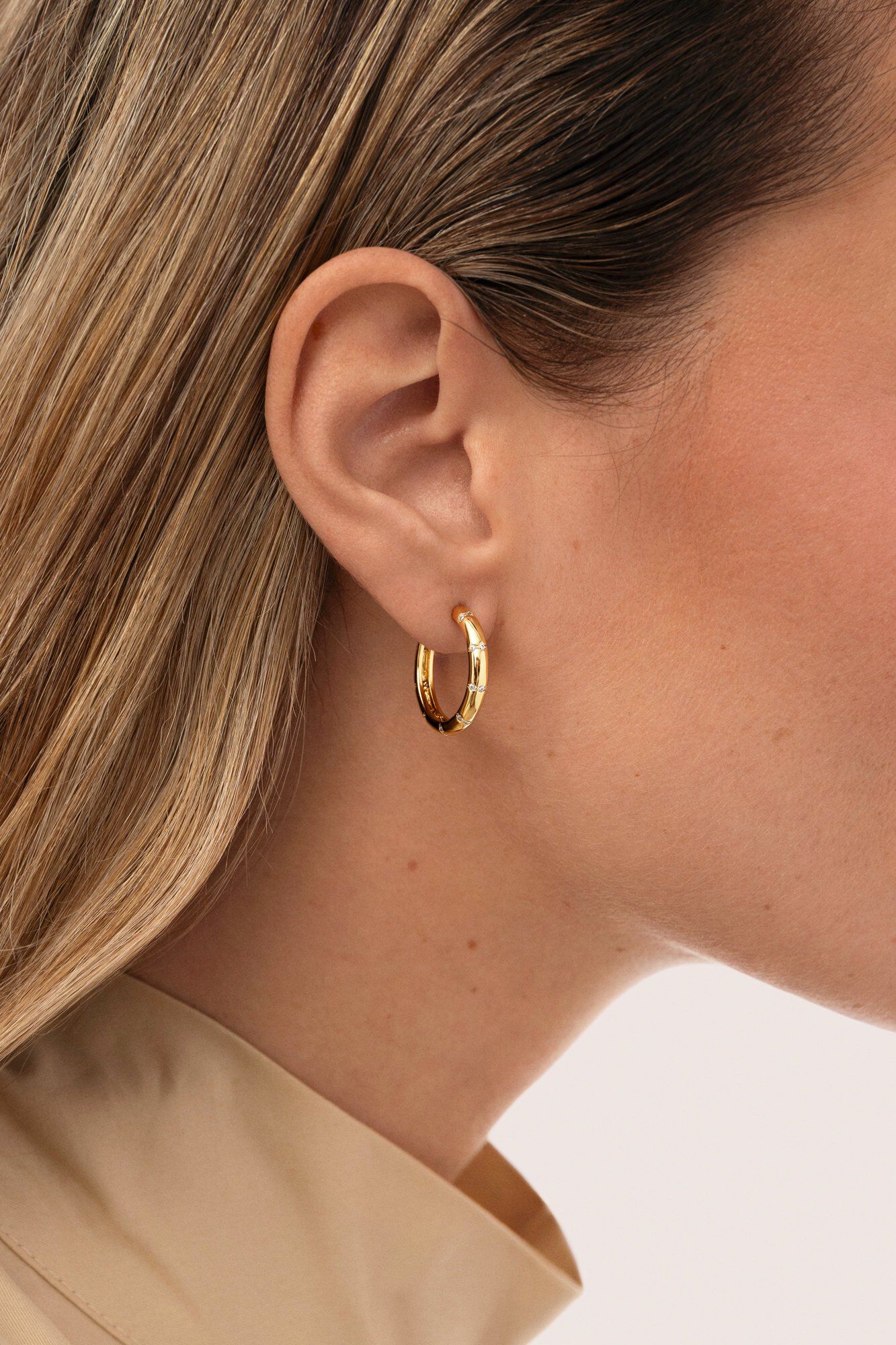 Singularu Pendientes Aro Starla Sparks M Ba&ntilde;o Oro