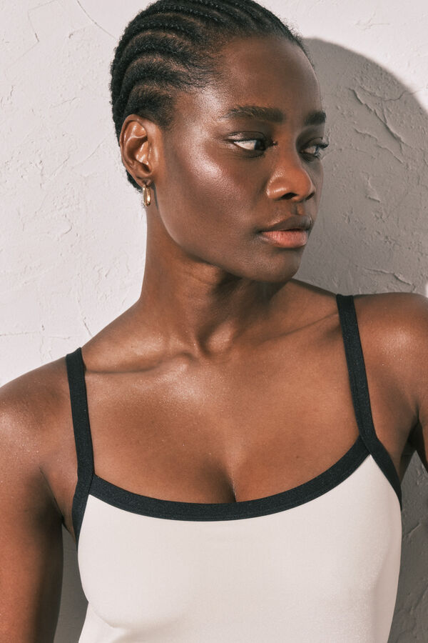 Women'secret White semi-shiny straight neckline swimwear beige