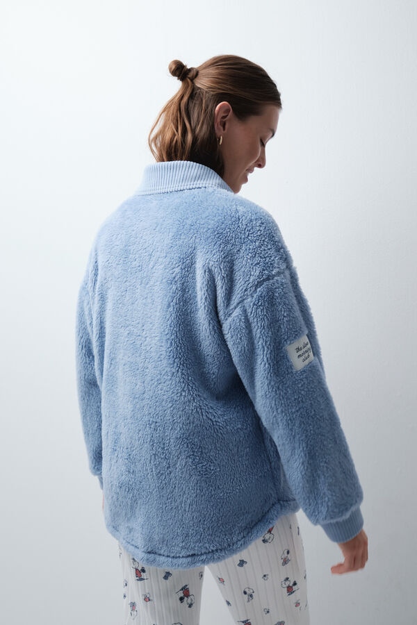 Women'secret Snoopy fluffy short robe blue