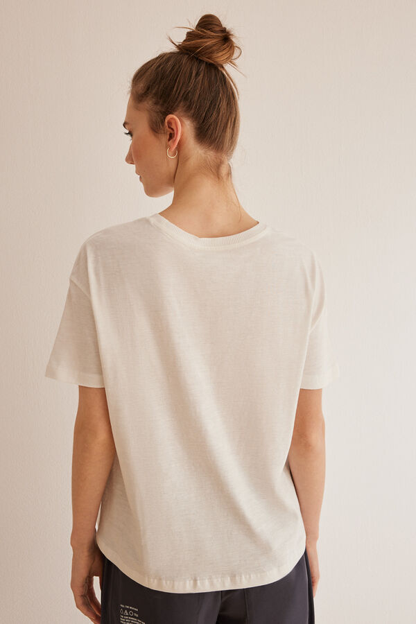 Womensecret T-shirt 100 % coton blanc beige