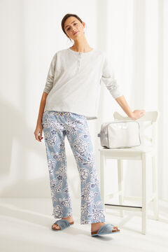 Womensecret Long-sleeved grey cotton Henley top grey