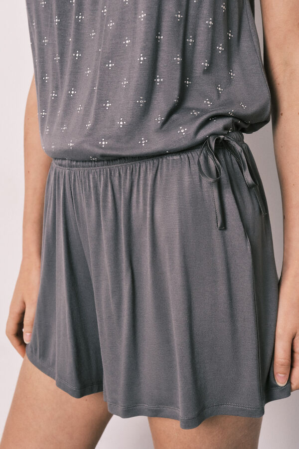 Women'secret Printed strap short pyjamas grey