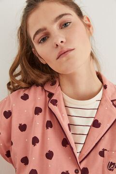 Womensecret Pyjama chemise Capri 100 % coton cœurs rose