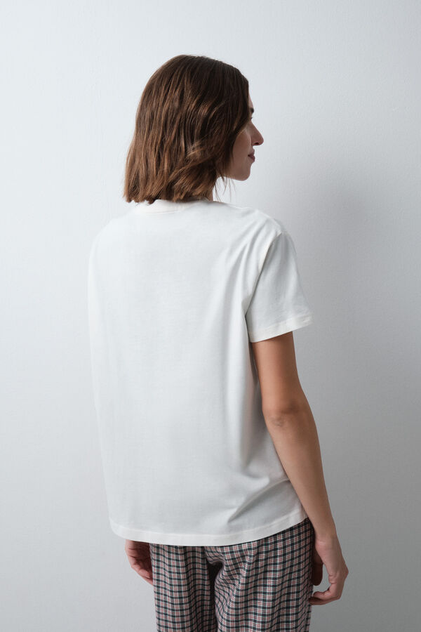 Women'secret White cotton short sleeve T-shirt beige