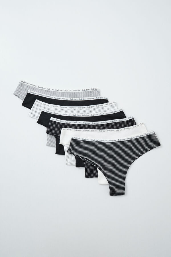 Women'secret Pack 7 bragas brasile&ntilde;a algod&oacute;n estampado B&W printed