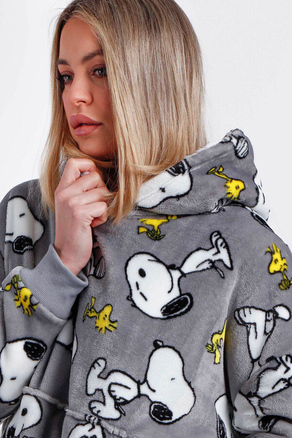 Admas Snoopy Women's Blanket Bathrobe grey