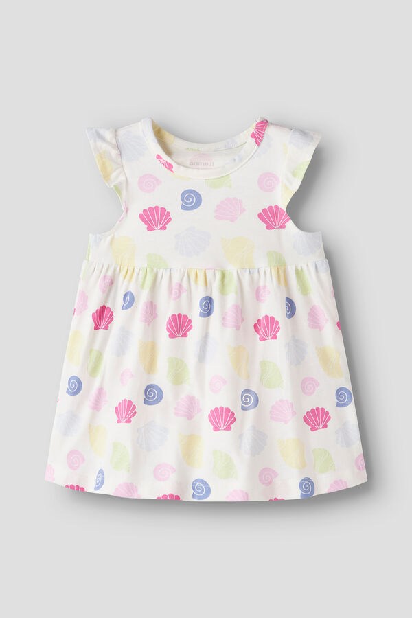 Name it Shell print baby dress white