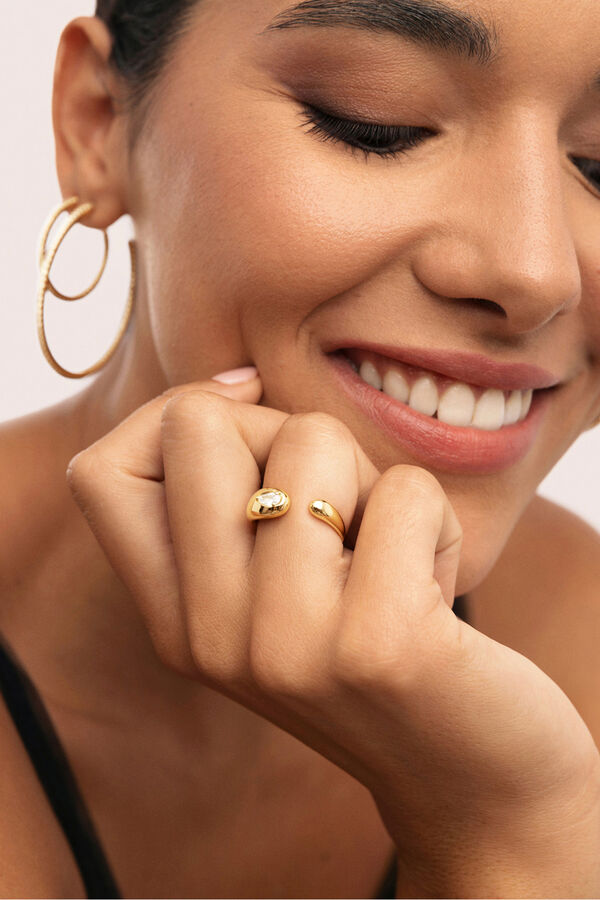 Singularu Anillo Doble Gota Spark Ba&ntilde;o Oro amarillo