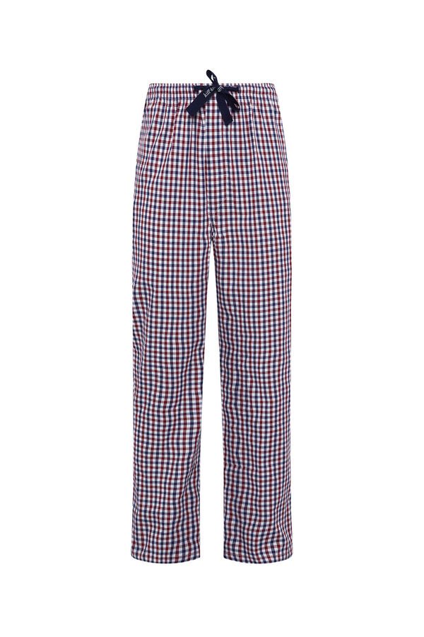 Womensecret Long two-tone check pyjama bottoms kék