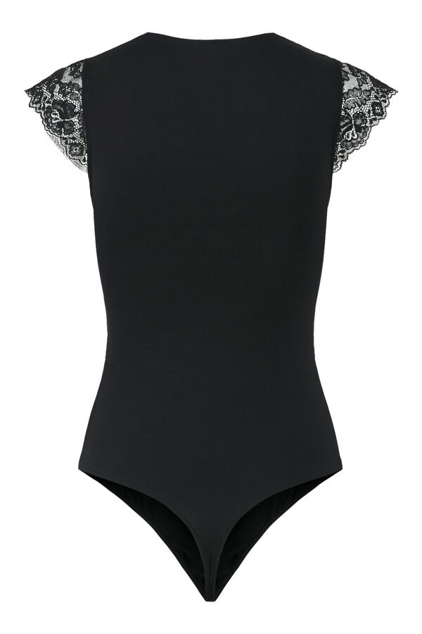 Womensecret Stretch bodysuit with lace black