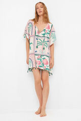 Gisela Caft&aacute;n estampado tropical blanco