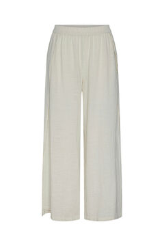 Womensecret Women's long trousers in cotton and linen blend with elasticated waist. imprimé