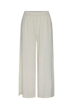 Womensecret Women's long trousers in cotton and linen blend with elasticated waist. imprimé