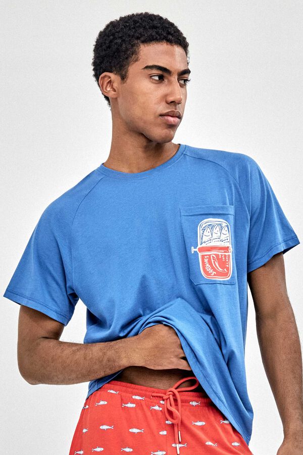 Gisela Navy print men's pyjamas blue