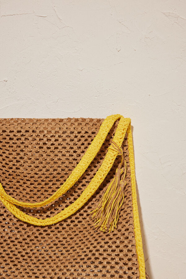 Womensecret Yellow natural tote bag with handle nude