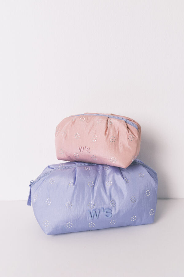 Women'secret Large puffer blue rhinestone vanity case  pink