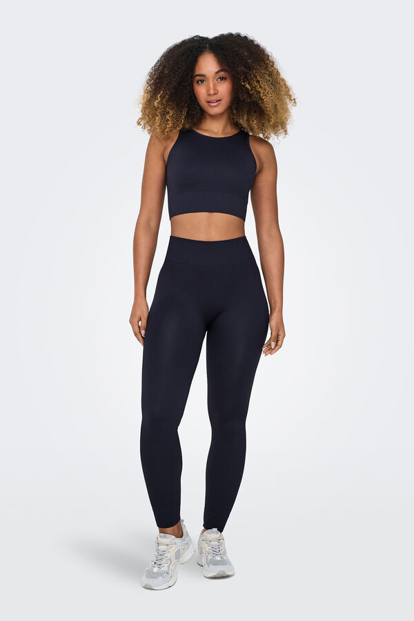 Only Play Leggings com nervuras de cintura alta sem costura azul