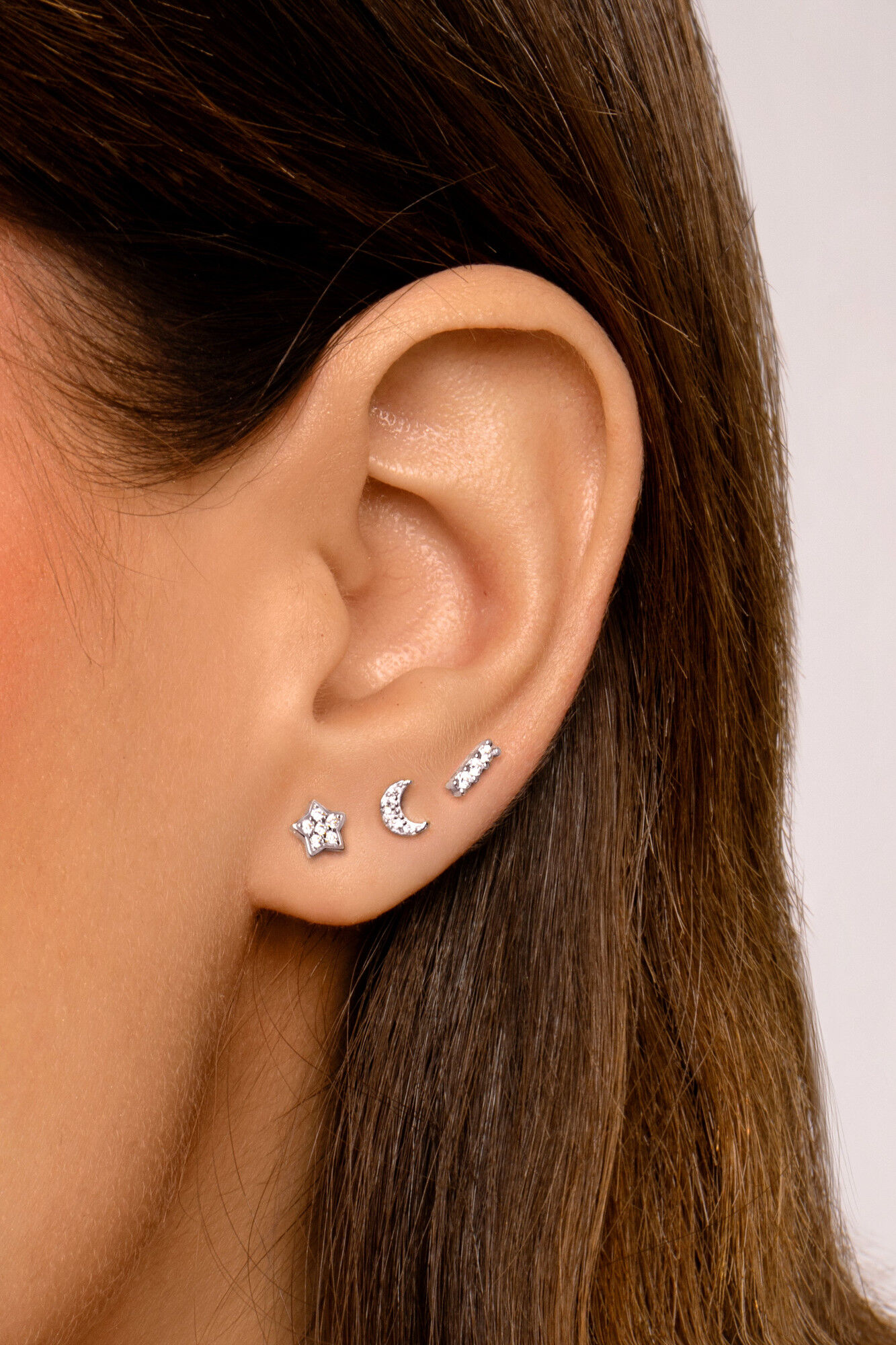 Singularu Silberner Mini-Moon-Spark-Ohrring