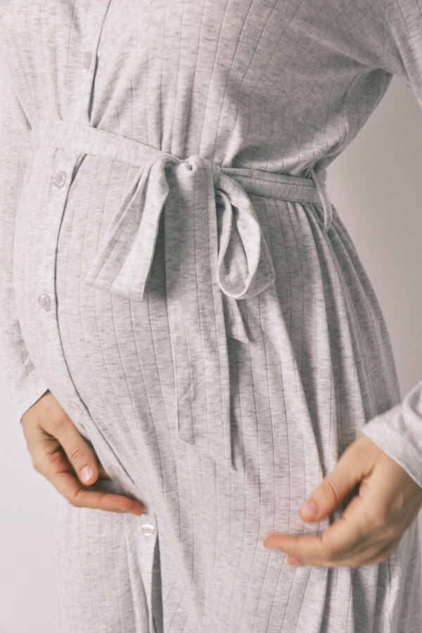 Women'secret Grey ribbed super soft "maternity" short nightgown grey