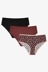 Penti Pack 3 bragas brasile&ntilde;as liso animal print estampado