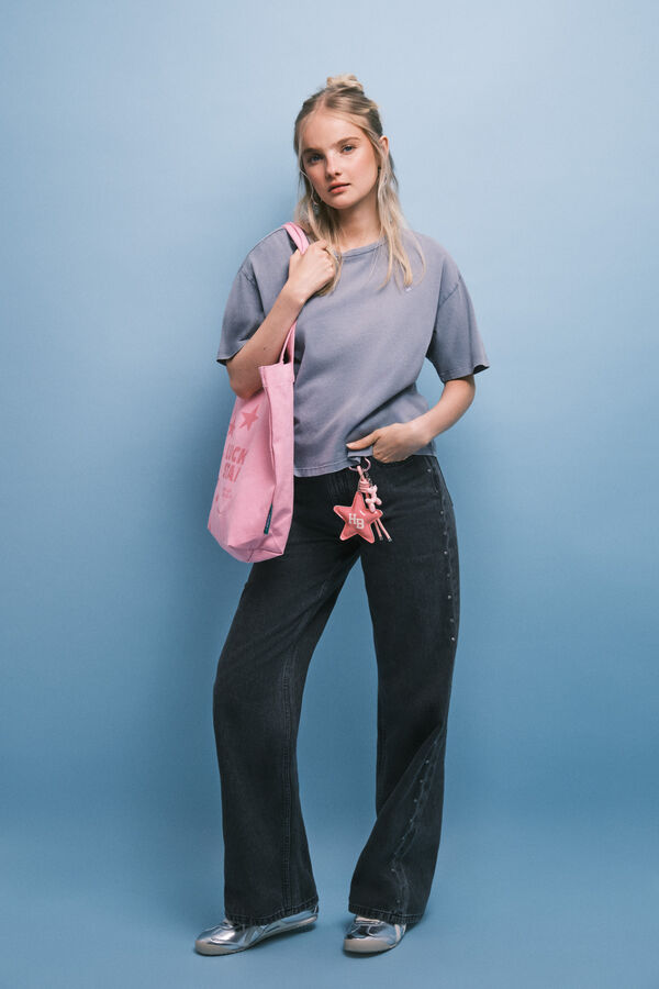 HI&BYE Blue cotton short sleeve T-shirt blue