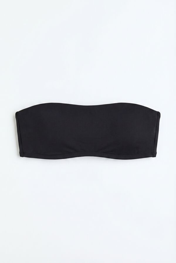 HI&BYE Top bikini bandeau liso negro negro