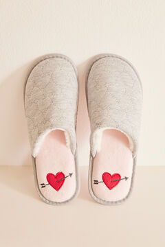Womensecret Sive sobne papuče Snoopy sa srcima Siva