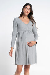 Ohma! maternity rib nightgown with crossover neckline grey