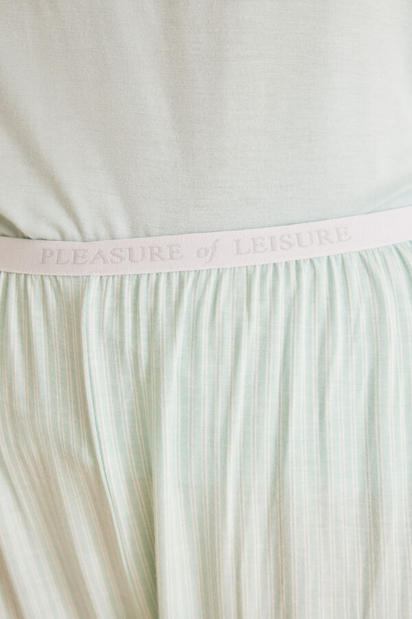 Womensecret Green striped Ecovero™ capri pyjamas Zelena