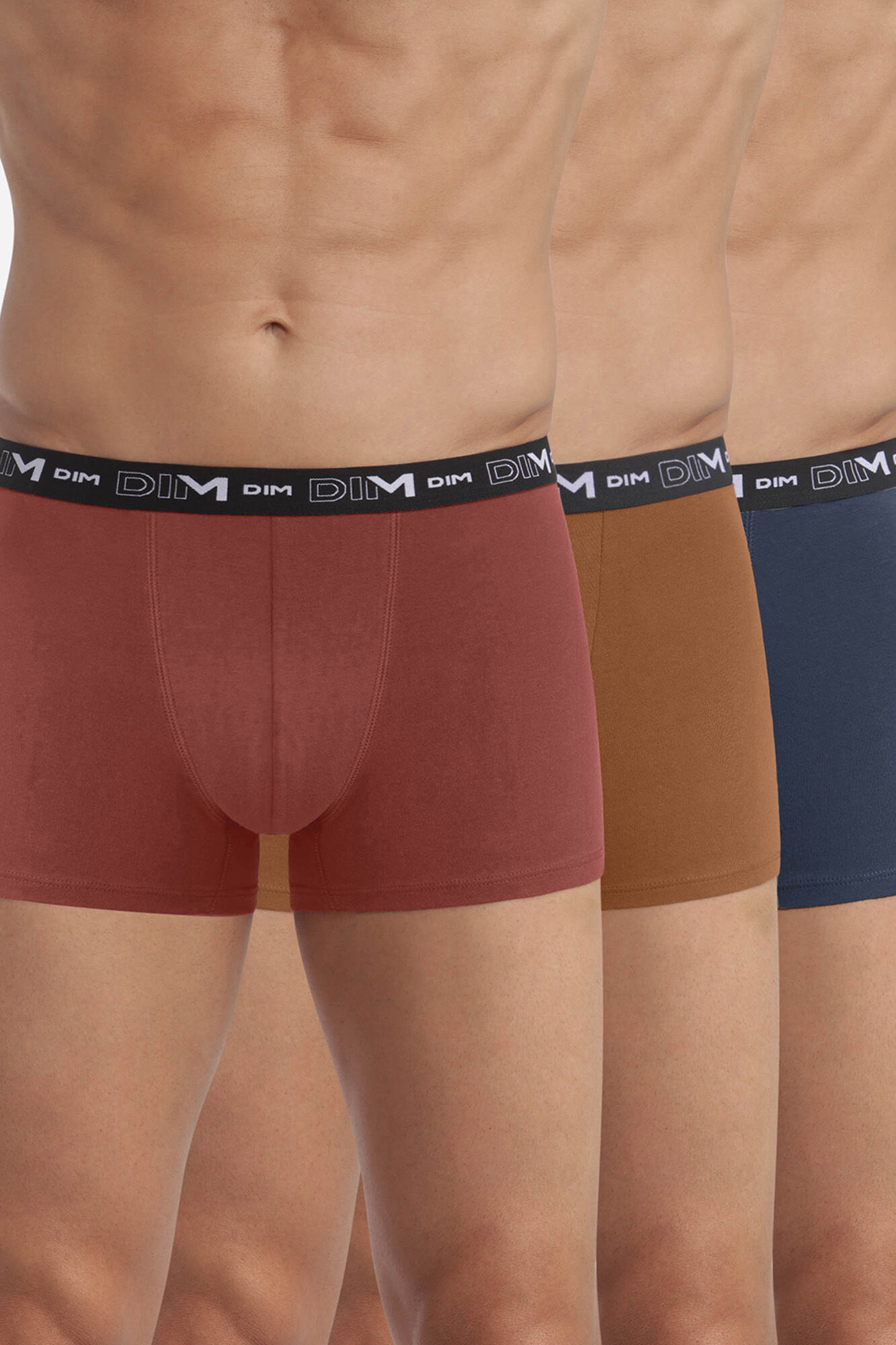 DIM Pack de 3 boxers algod&oacute;n el&aacute;stico en varios colores