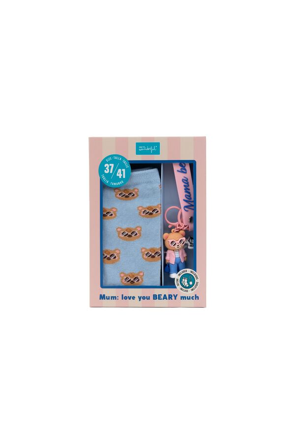Mr. Wonderful Kit of socks + key ring - Mama bear printed