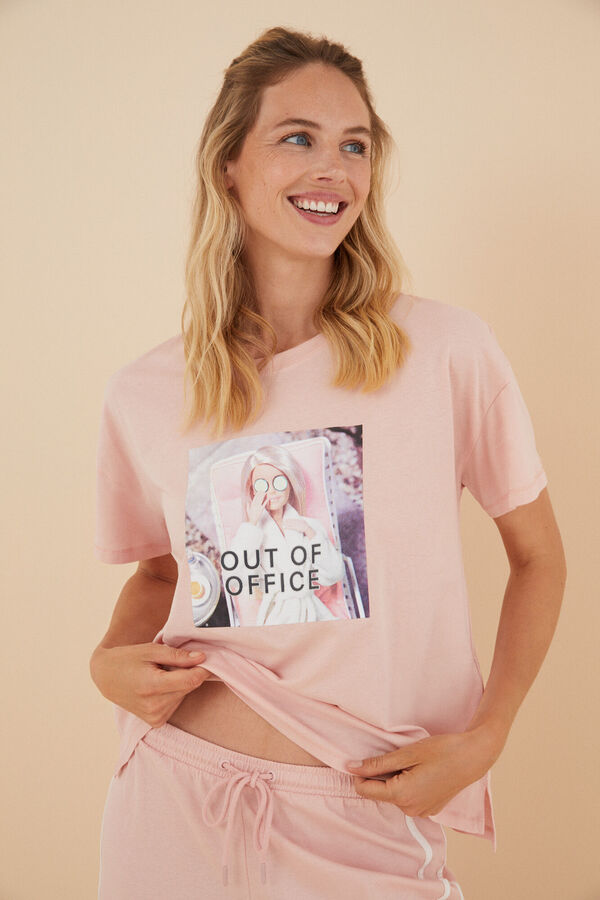 Womensecret Pyjama court 100 % coton Barbie rose rose