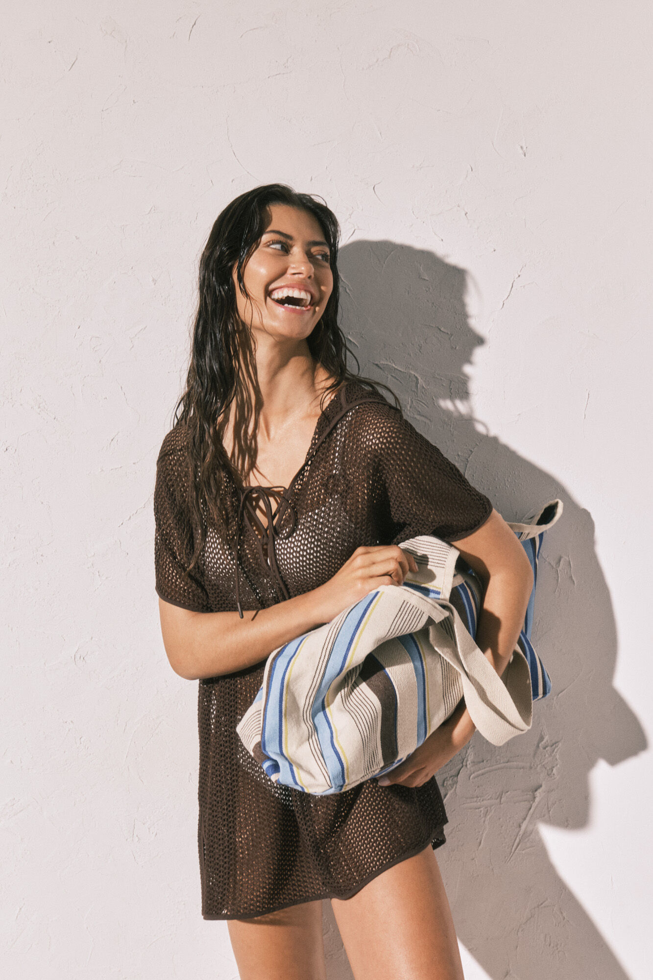 Women'secret Mala tote bag de praia estampada &agrave;s riscas