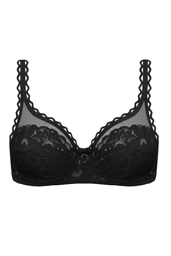 Womensecret Support bra with recycled lace  black