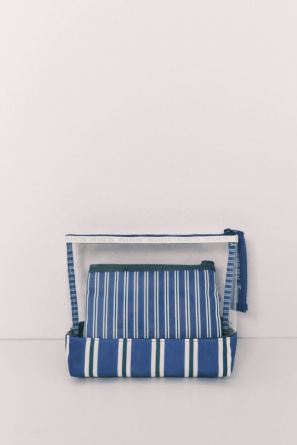 Women'secret Pack 3 trousses de toilette Snoopy &agrave; rayures imprim&eacute;