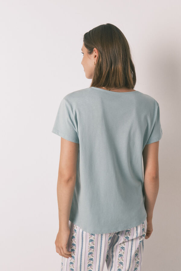 Women'secret Majica kratak rukav od 100% pamuka zelene boje Zelena